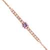 Pink Sapphire and Diamond Bar Bracelet in 14k Rose Gold