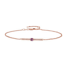 NEW Pink Sapphire and Diamond Bar Bracelet in 14k Rose Gold