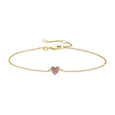 NEW Pink Sapphire Heart Bracelet in 14k Yellow Gold
