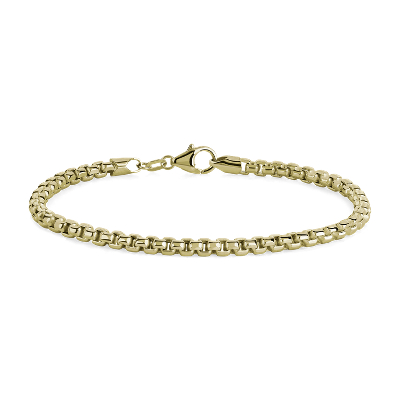 7" Semi-Solid Round Box Chain Bracelet in 14k Yellow Gold (3.6 mm ...