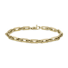 NEW 7.5" Small Twisted and High Polished Mixed Links Bracelet in 14k Italian Yellow Gold (5.5 mm)
