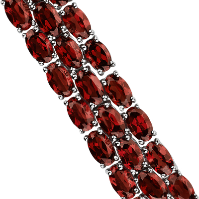 Trio Oval Garnet Bracelet in Sterling Silver (5x3mm)