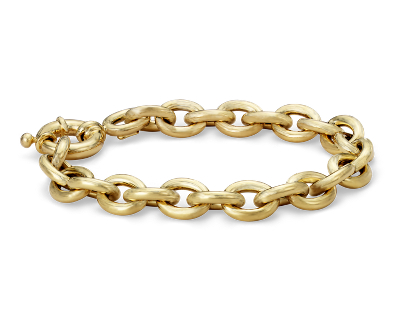 20 cm Brazalete de eslabones ovalados en oro amarillo italiano de | Blue