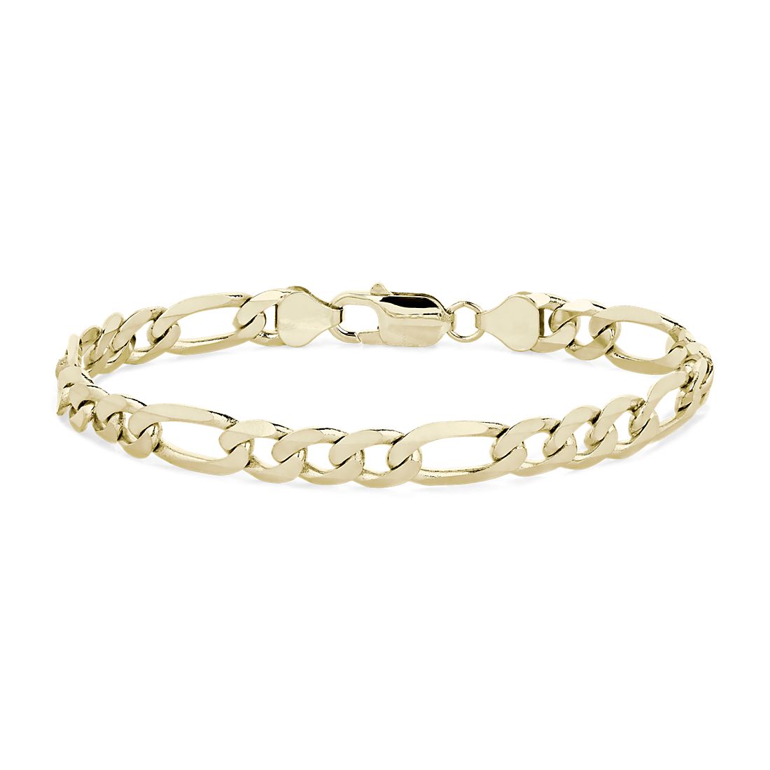 8" Men's Figaro Chain Bracelet in 14k Yellow Gold  (7.5 mm)