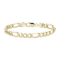 8&quot; Men&#39;s Figaro Chain Bracelet in 14k Yellow Gold  (7.5 mm)