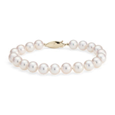 Classic Akoya Cultured Pearl Bracelet in 18k Yellow Gold (7.5-8.0mm)