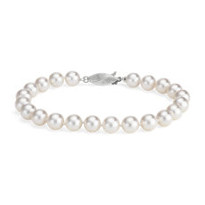 Bracelet de perles de culture d’Akoya classique en or blanc 18 carats (7 à 7,5 mm)