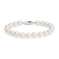 Bracelet de perles de culture d’Akoya classique en or blanc 18 carats(7,5-8,0 mm)