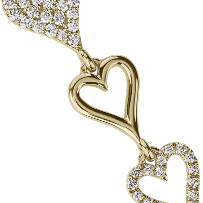 Alternating Diamond Heart Link Bracelet in 14k Yellow Gold ​(0.70 ct. tw.)