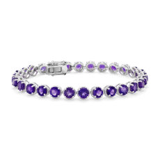 925 纯银圆形紫水晶绳状手链（5 毫米）