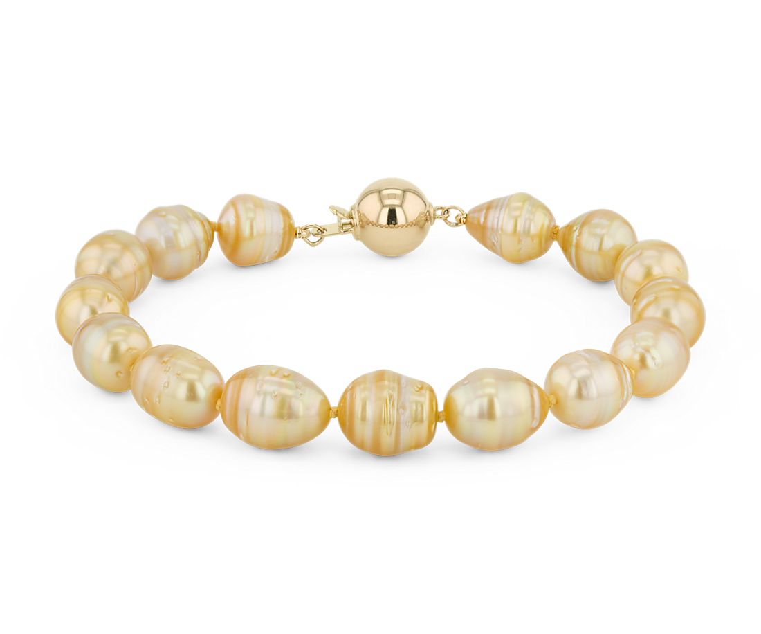 Baroque Golden South Sea Cultured Pearl Bracelet in 18k Yellow Gold (8.9mm)