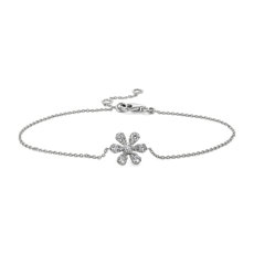 Blue Lily of the Nile Bracelet in 18k White Gold (1/4 ct. tw.)