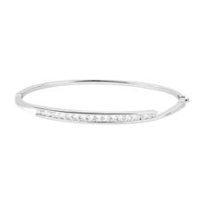 Channel Set Bypass Bangle in 14k White Gold (1 ct. tw.)