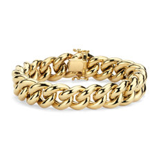 7.5&quot; Oversized Curb Chain Bracelet in 14k Italian Yellow Gold (14 mm)