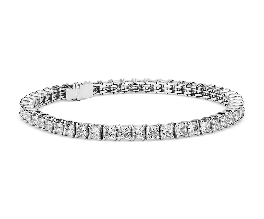 Blue Nile Signature Ideal Princess Cut Diamond Tennis Bracelet in Platinum (10 ct. tw.)