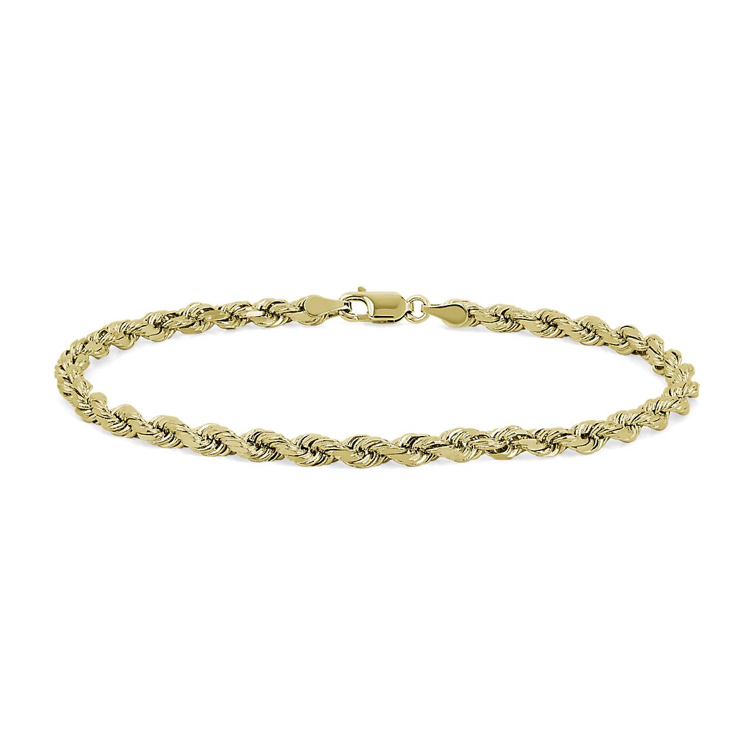 8" Solid Diamond Cut Rope Chain Bracelet in 14k Yellow Gold (3.8 mm)