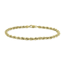 NEW 8" Solid Diamond Cut Rope Chain Bracelet in 14k Yellow Gold (3.8 mm)