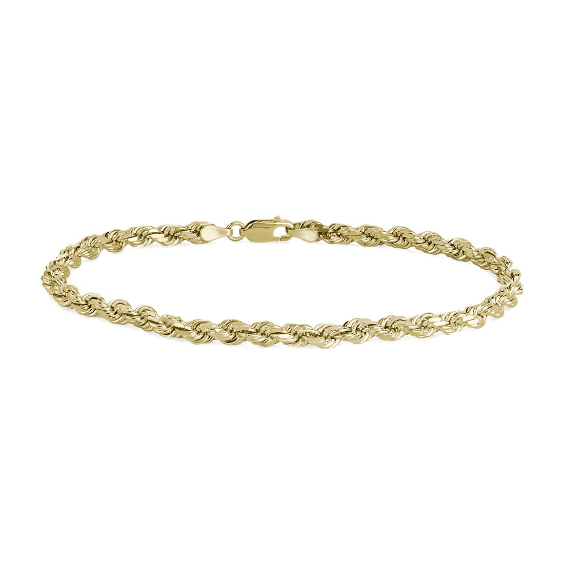 Men's 8" Solid Diamond Cut Rope Chain Bracelet in 14k Yellow Gold (4.25 mm)