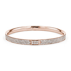 Bracelet jonc en diamants sertis pavé en or rose 18 carats(5,00 carat, poids total)