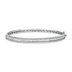 Round and Baguette Diamond Bangle in 14k White Gold (2 ct. tw.)