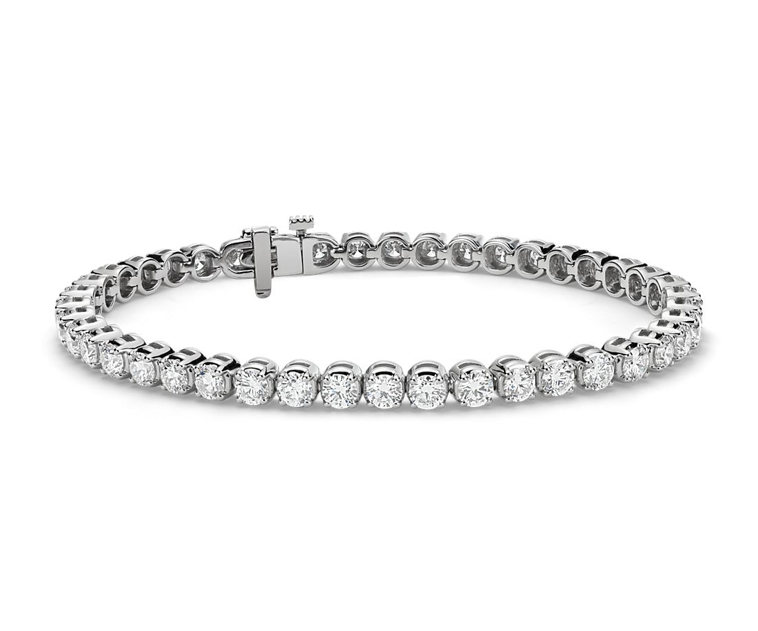 Handmade 14K White Gold Bracelet With .5 Carat Diamonds By The Yard 7 Inches 