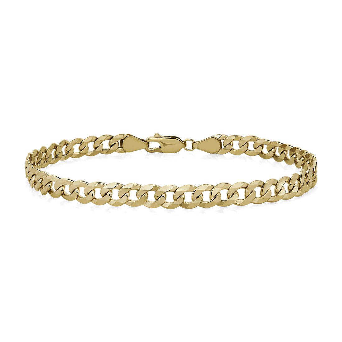8" Men's Flat Beveled Curb Chain Bracelet in 14k Yellow Gold (5.75 mm)