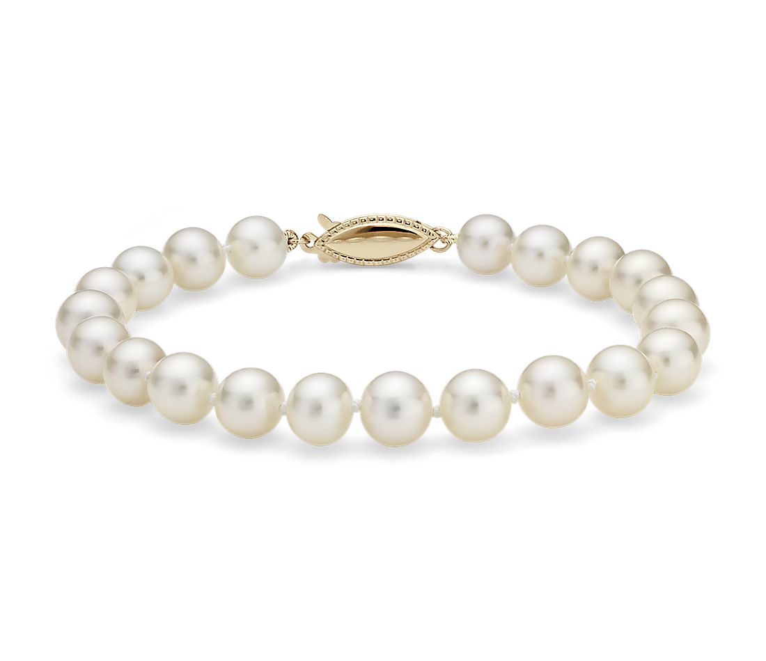 pearl bracelet Freshwater Cultured Pearl Bracelet in 14k Yellow Gold (7.0-7.5mm) | Blue  Nile
