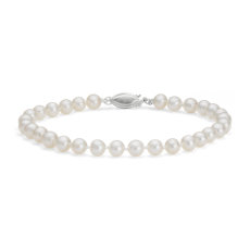 Bracelet de perles de culture d’eau douce avec or blanc 14 carats (5,0-5,5 mm)