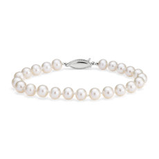 Bracelet de perles de culture d’eau douce en or blanc 14 carats(6-6,5 mm)