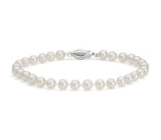 Bracelet de perles de culture d’eau douce en or blanc 14 carats(5,0-5,5 mm)