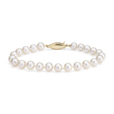 Bracelet de perles de culture d’eau douce en or jaune 14 carats(6-6,5 mm)