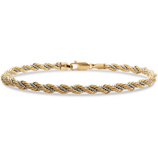 Rope Chain Bracelet in 18k Yellow and White Gold | Blue Nile