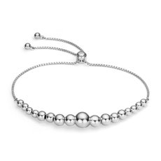 10&quot; Adjustable Graduated Bead Bolo Bracelet in Sterling Silver (3.2 mm)