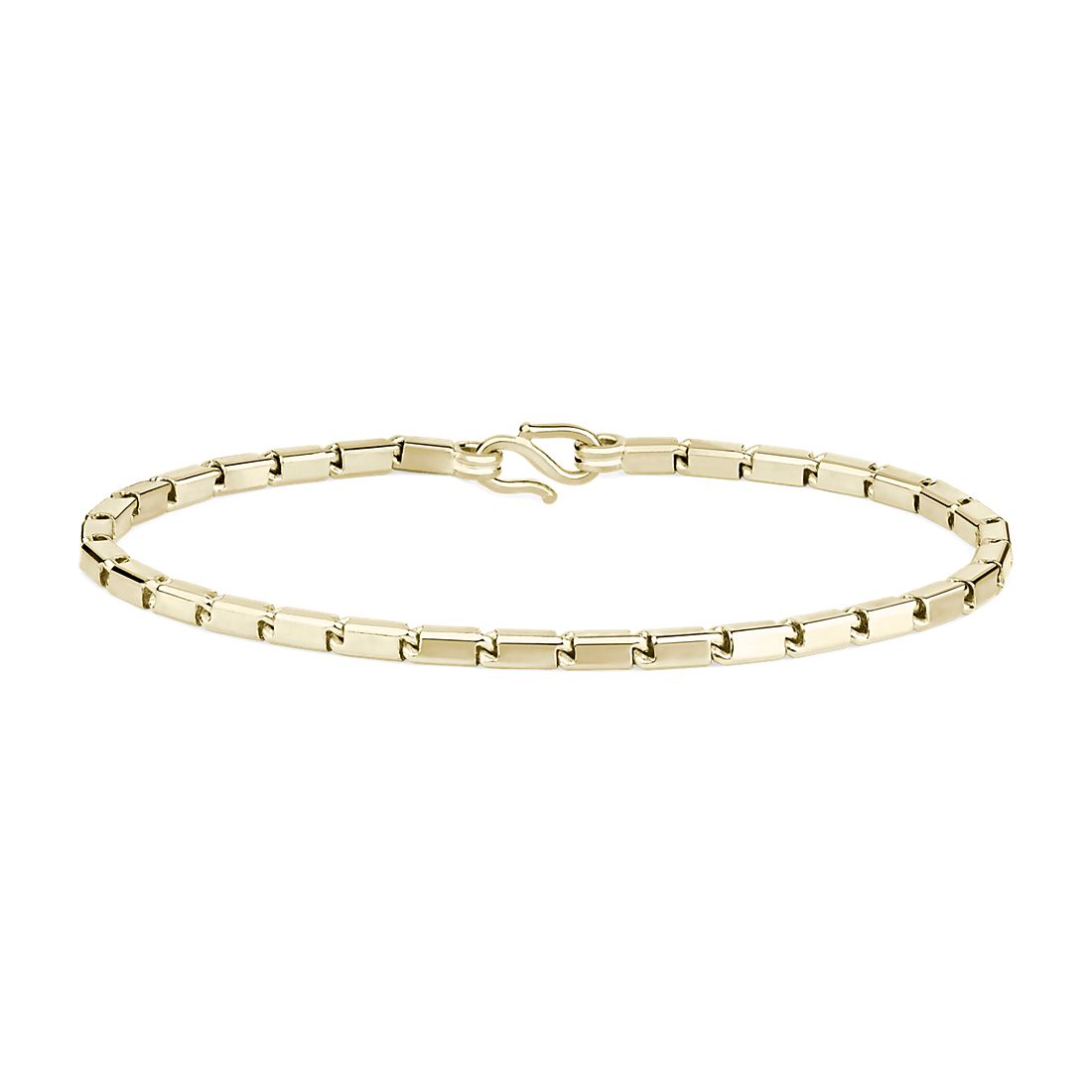 8" Handmade Square Chain Bracelet in Solid 24k Yellow Gold (3 mm)