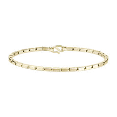 Bracelet chaîne à maillons carrés réalisé à la main en or jaune 24 carats massif