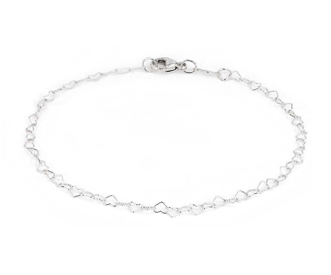 Heart-shaped Chain Bracelet in Sterling Silver