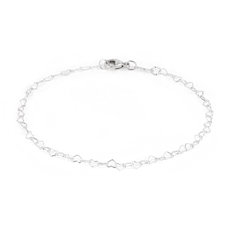 7&quot; Heart-shaped Chain Bracelet in Sterling Silver (3.3 mm)
