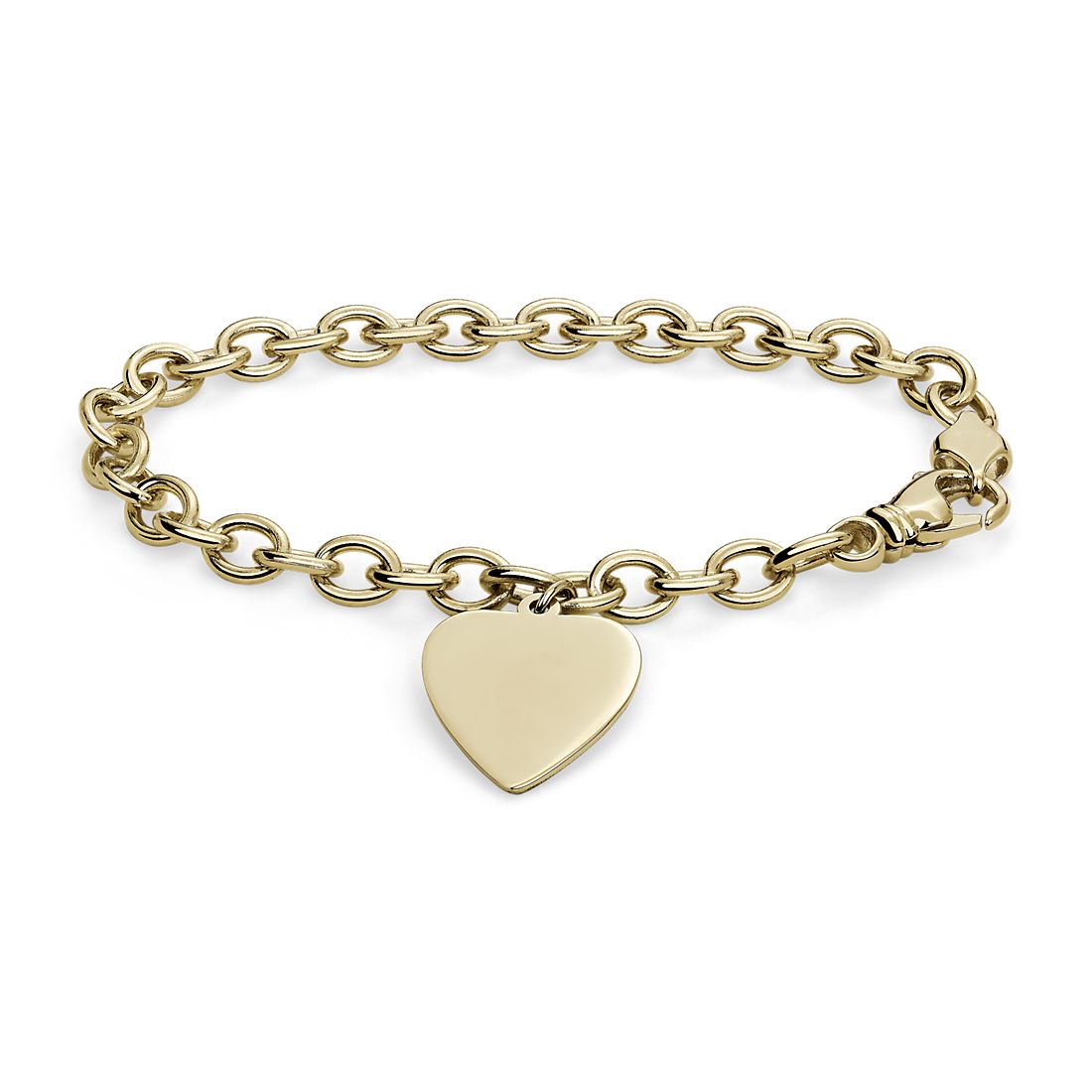 7.5" Heart Tag Bracelet in 14k Yellow Gold (6 mm)