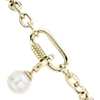 14k Italian Yellow Gold Link Bracelet with Carabiner Lock and Freshwater Pearl Charm