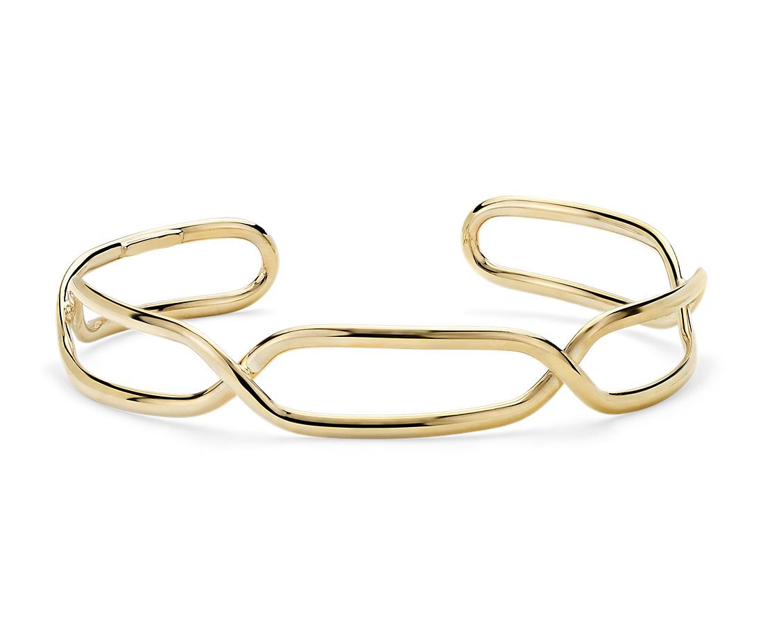 Italian Gold Mixed Link Twisted Cuff in 14k Yellow Gold