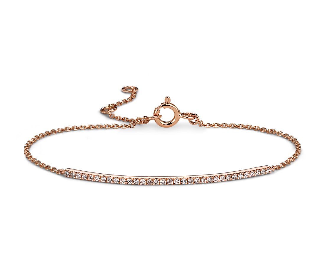Mini Diamond Bar Bracelet in 14k Rose Gold (1/5 ct. tw.)