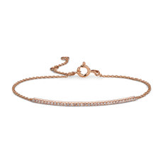 Delicate Diamond Bar Bracelet in 14k Rose Gold