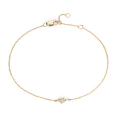 Petit bracelet diamant taille poire serti droit en or jaune 14 carats (1/6 carat, poids total)