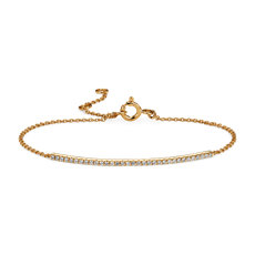 Délicat bracelet barre de diamants en or jaune 14 carats