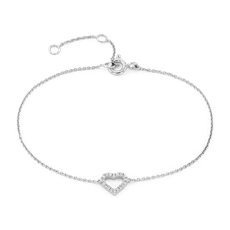 Mini Diamond Open Heart Bracelet in 14k White Gold