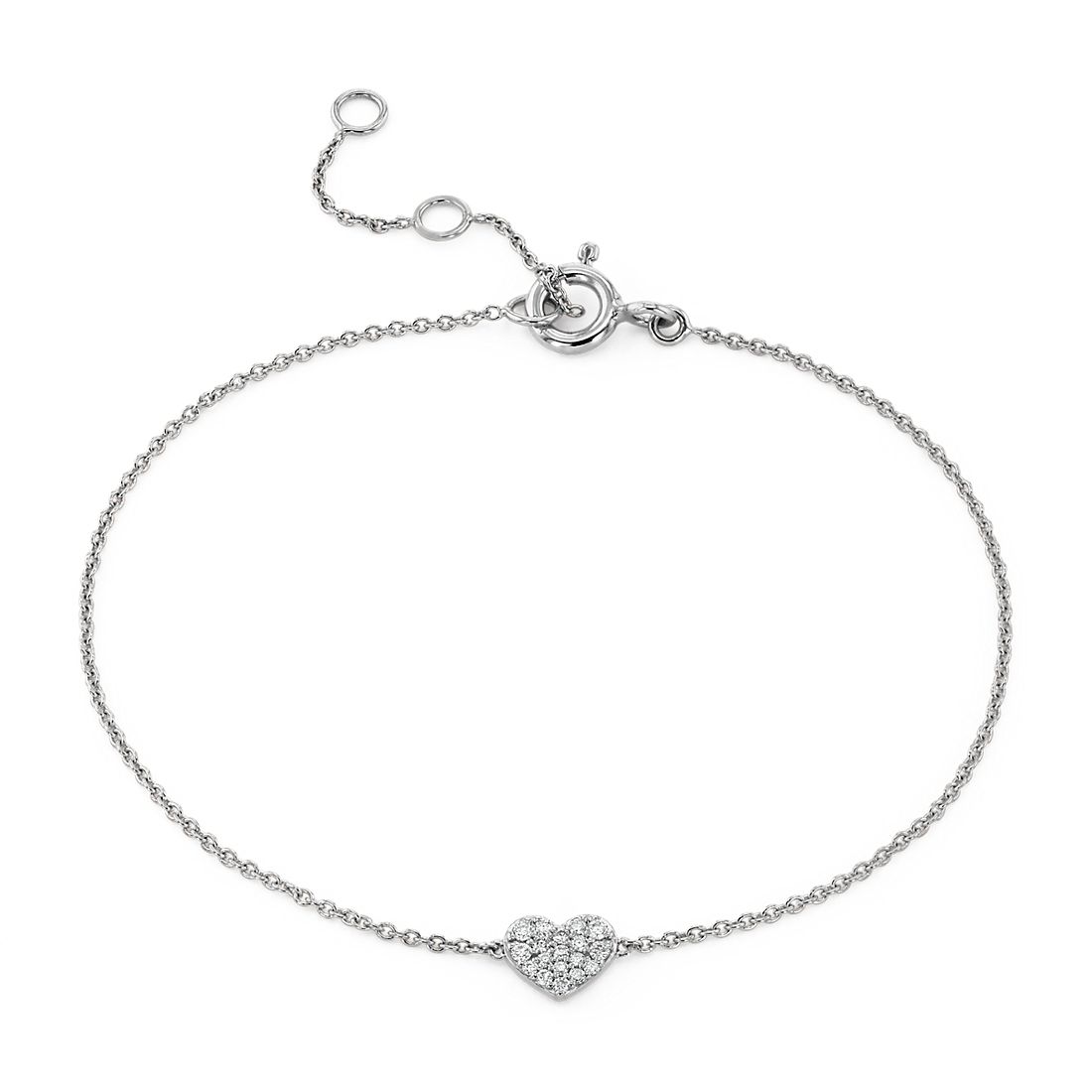 Mini Diamond Pavé Heart Bracelet in 14k White Gold
