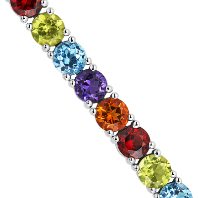 Multi Gemstone Bolo Bracelet in Sterling Silver