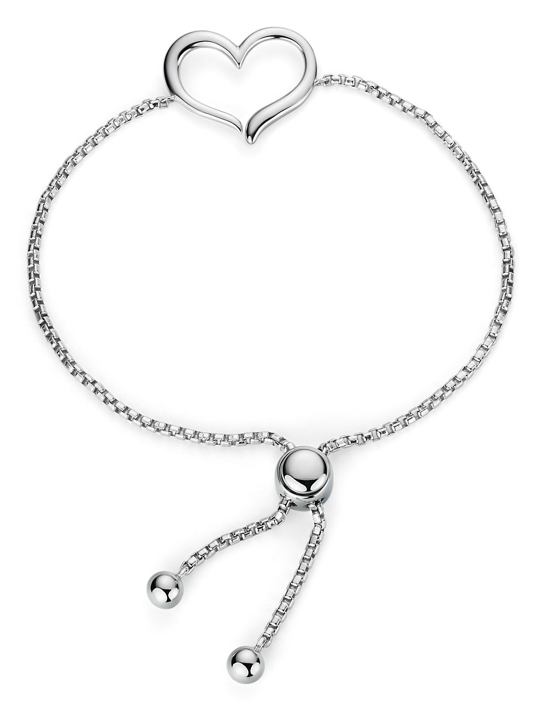 Open Heart Bolo Bracelet in Sterling Silver