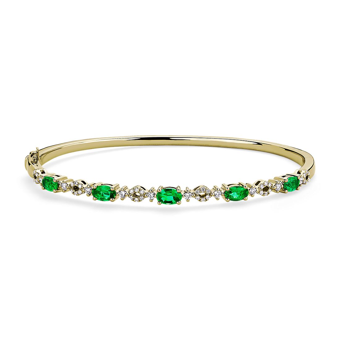 Oval Emerald Bangle 5x3mm in 14k Yellow Gold