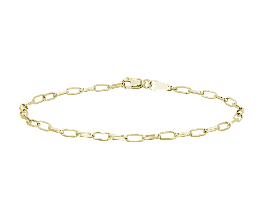 7.5" Paperclip Chain Bracelet in Solid 14k Yellow Gold (2.4 mm)